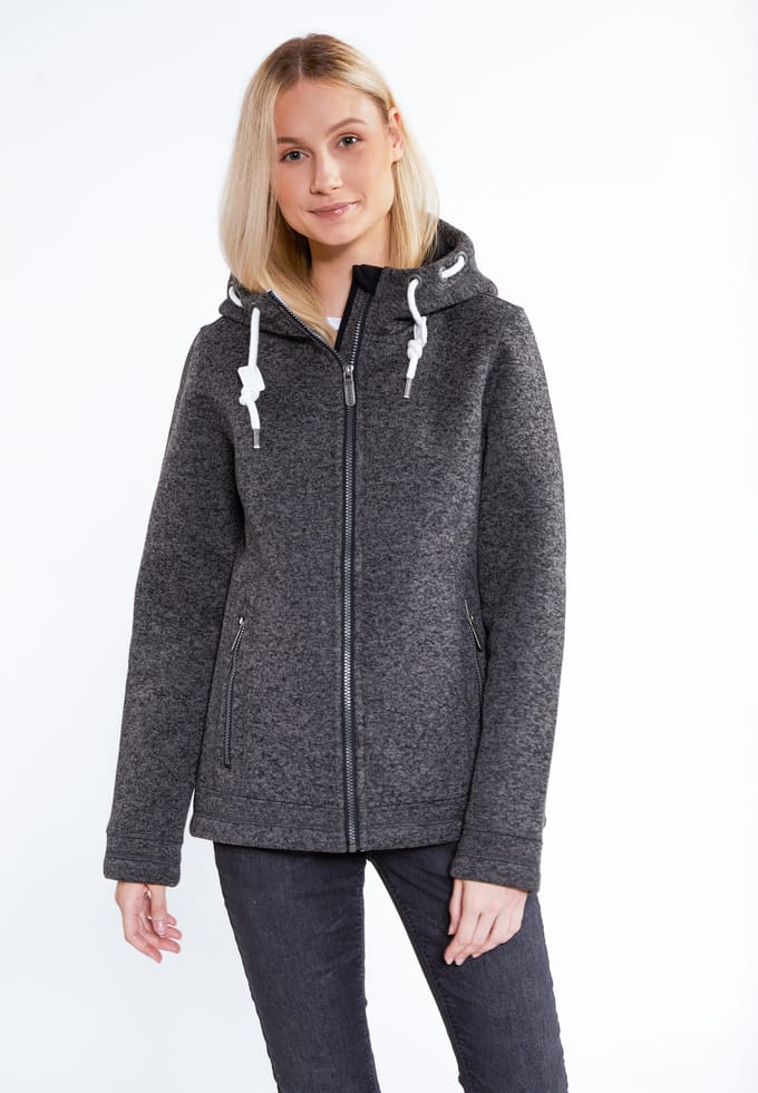 ICEBOUND Gebreide fleece jas Dames grijs melange
