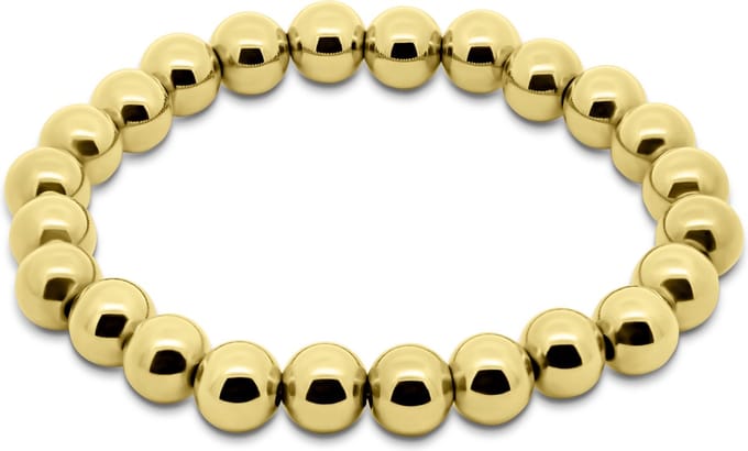CO88 Collection - 8CB-91345 - stalen kralenarmband vrouwen - 8 mm - goudkleurig