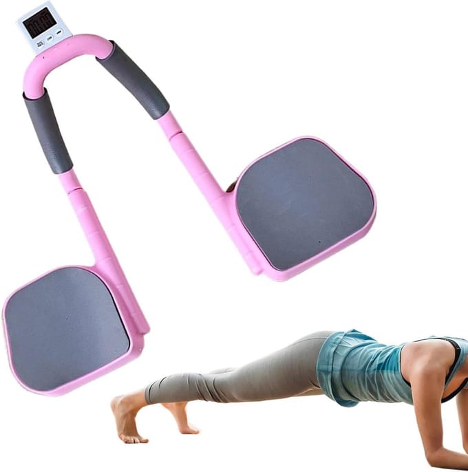 Buikspiertrainingsapparaat - Core trainer spierapparaat - Effectief trainen thuis - Ergonomische gebogen vorm - 620 g - Roze
