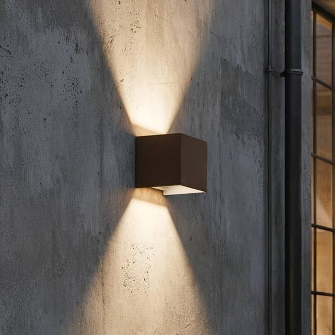 Ideal Lux buitenwandlamp Atom, bruin, 10 cm, metaal