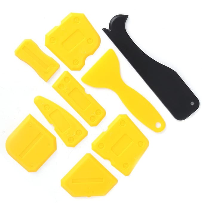 9 Stuks Siliconen Glas Kit Verwijderaar Schraper Handbediend voor Deur Kit Gereedschapsset black