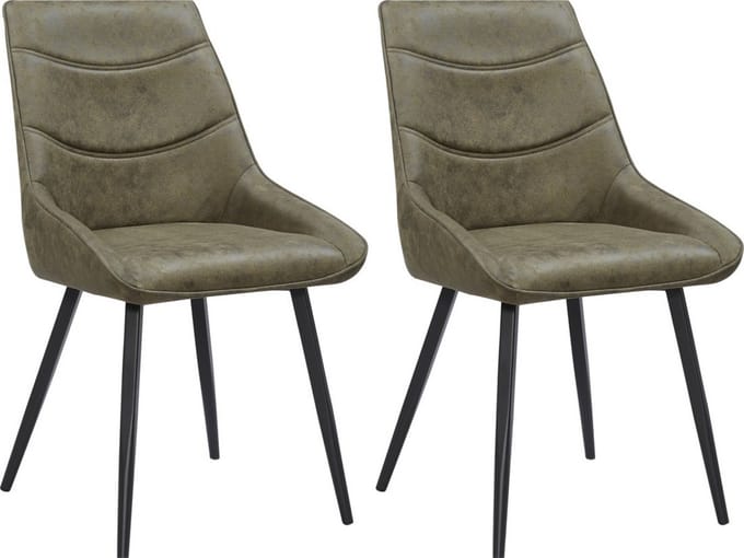 Colenis® - Svensk Eetkamerstoel - Set van 2 - Groen - Microvezel - Microfiber - Industrieel - Design - Comfortabele en Duurzame Eetkamerstoelen