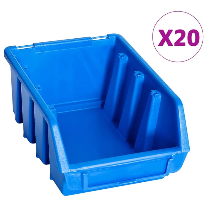 vidaXL - Stapelbakken - 20 - st - kunststof - blauw