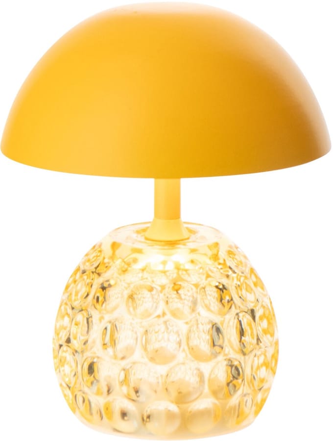 J-Line lamp Champignon - ijzer/glas - geel - LED lichtjes