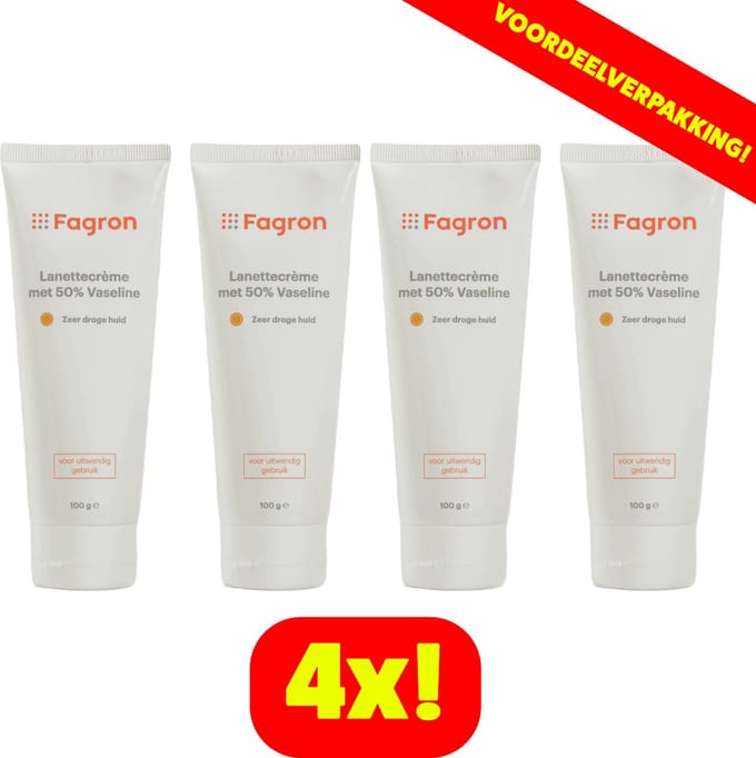 Fagron Lanettecrème 50% Vaseline - 4x100 ml voordeelverpakking
