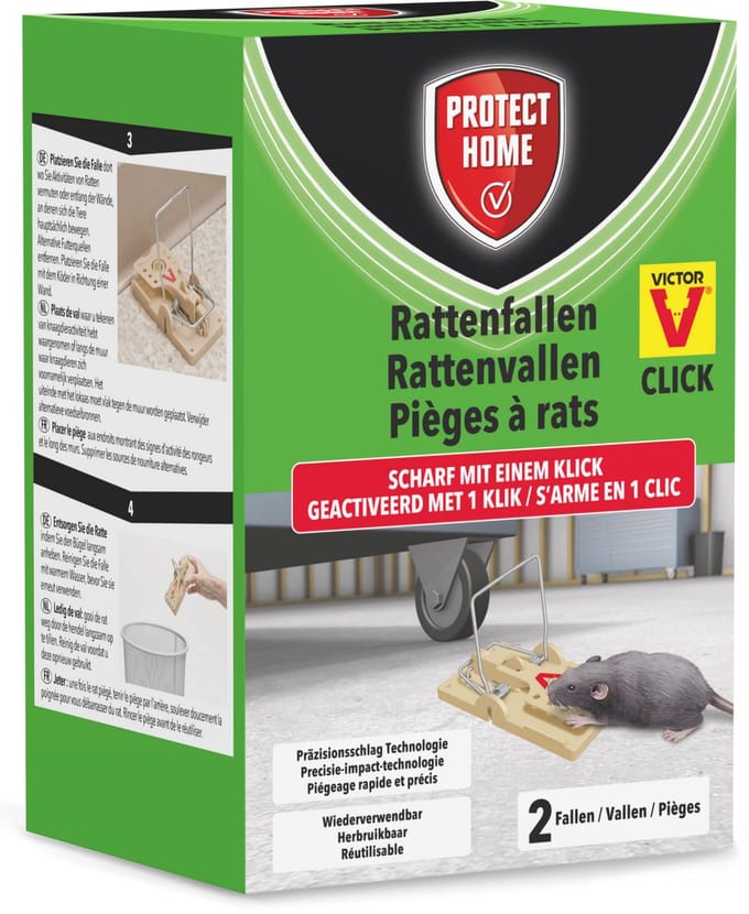 Protect Home Rattenval Plastic – Victor - Ongediertebestrijding - Kill Bar™ precisie-impact technologie voor effectieve werking - 2 stuks