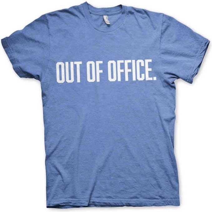 Heren Fun Tshirt -S- OUT OF OFFICE Blauw