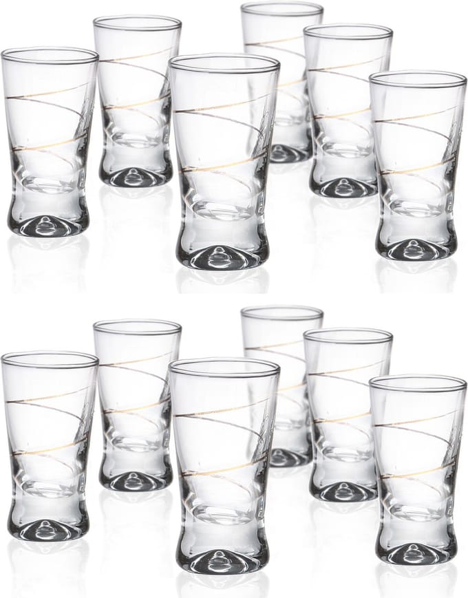 Glasmark Shotglaasjes - 24x - gold collection - 25 ml - glas - borrelglazen