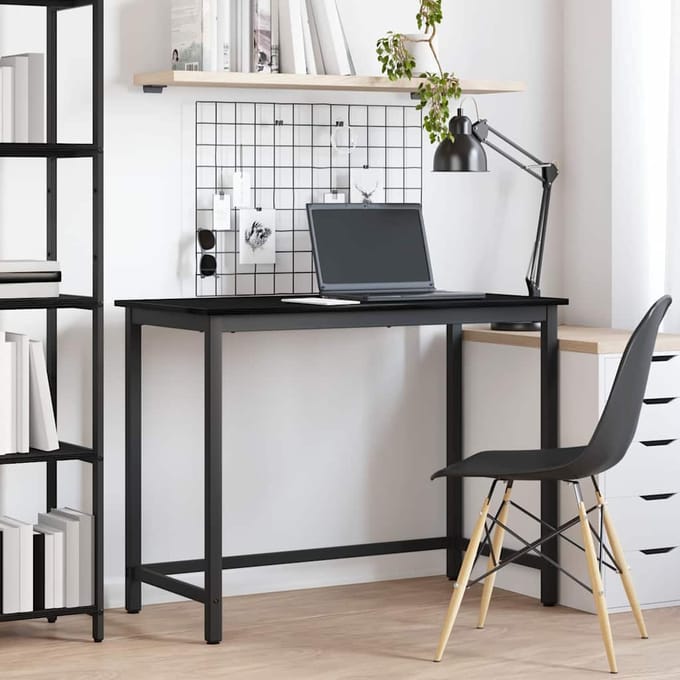 vidaXL - Tafel - Zwart - Eiken - 80 - x - 50 - x - 76,5 - cm - Engineered - hout - en - staal