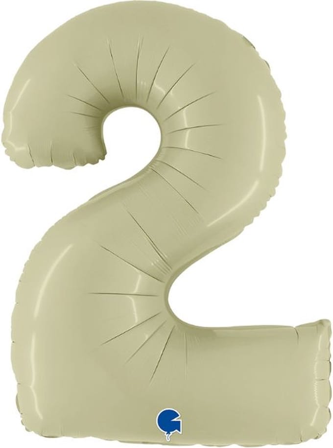 Folieballon Cijfer 2 Satin Olive green - 100 cm