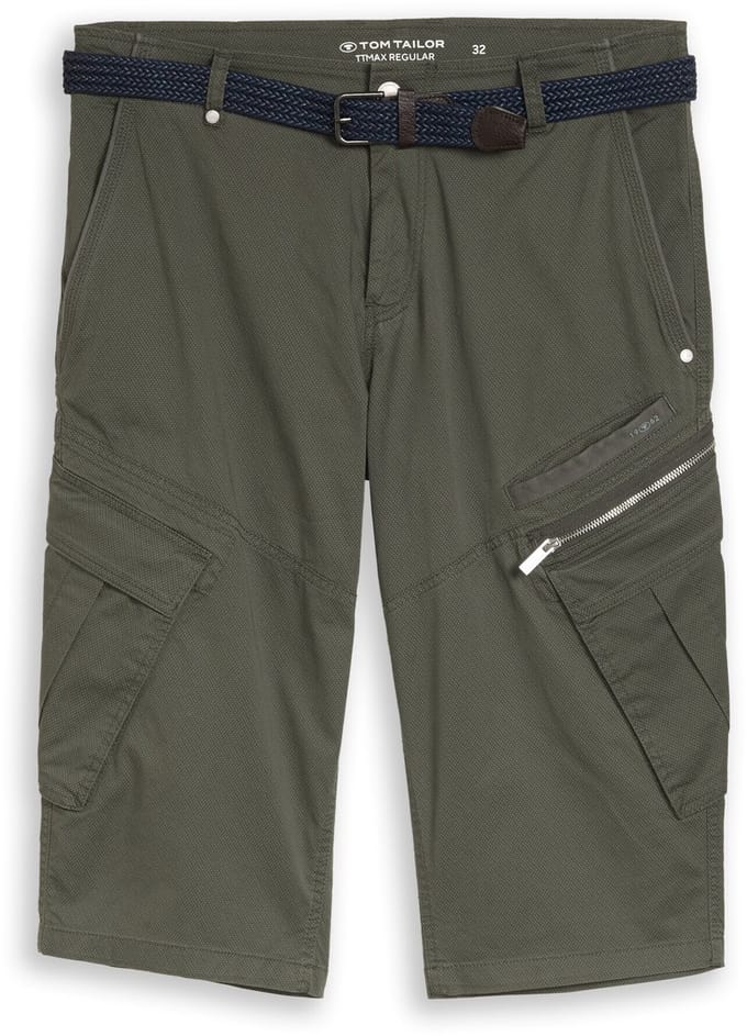 Tom Tailor - TTMAX REGULAR overknee-short met riem - Maat 31 - khaki mini weave print