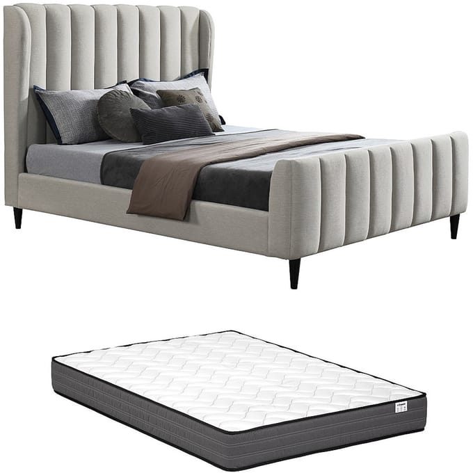 Vente-unique Bedframe stof lichtgrijs 160 x 200 cm