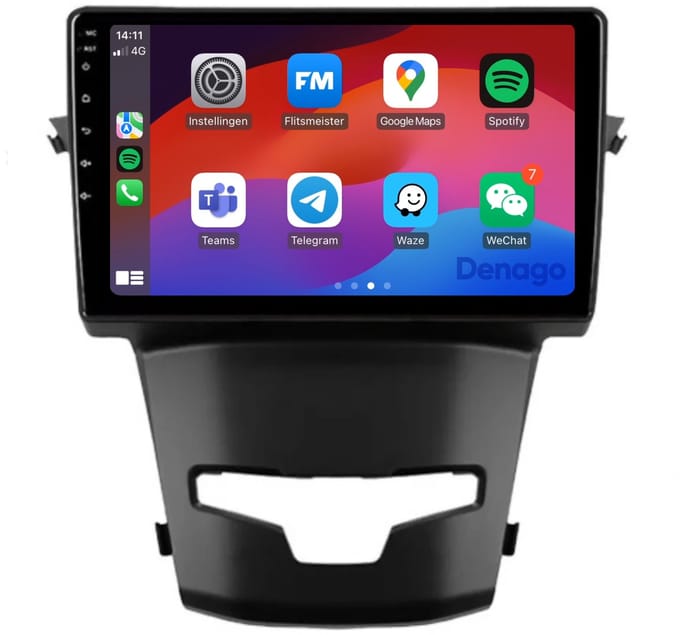 CarPlay autoradio geschikt voor SsangYong Korando | 2014 t/m 2018 | Android 16 | Draadloos Apple CarPlay & Android Auto | 2GB + 32GB | QuadCore processor | Denago DNG-A217 | 2025 model | 2014 2015 2016 2017 2018 | Bluetooth & Wifi