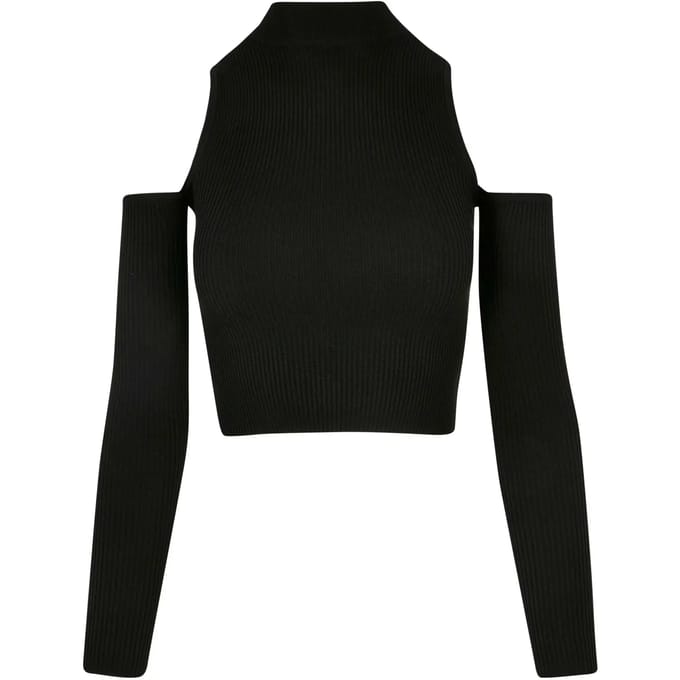 Urban Classics - Rib Knit Cut Out Sleeve Longsleeve top - 3XL - Zwart