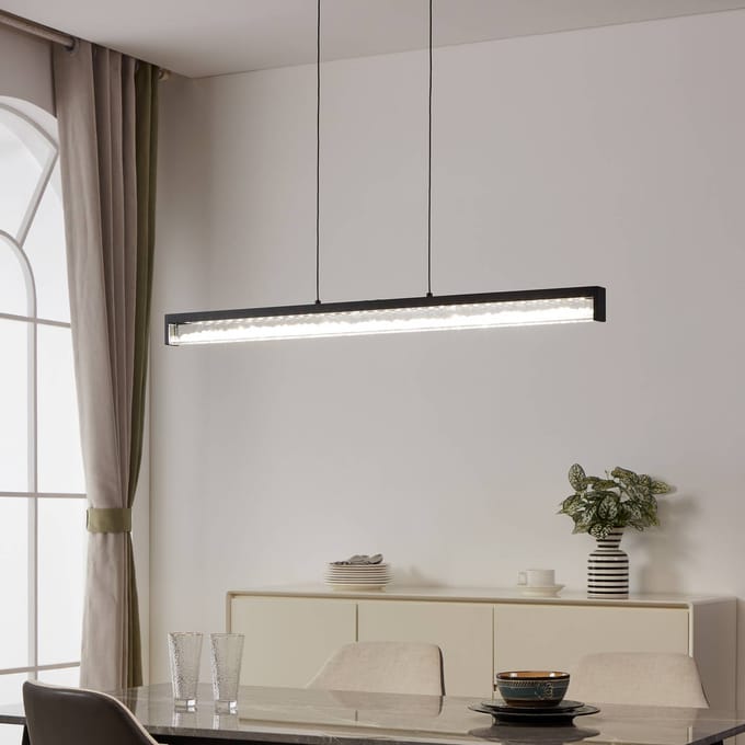 EGLO Cardito 1 Hanglamp - LED - 100 cm - Zwart - Kristallen - Dimbaar