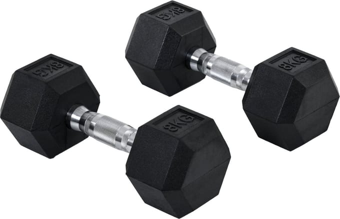 Fitgoodz - Dumbbells - Hexa dumbbell - Set 2x 8 Kg - Hex Dumbbel - Krachttraining