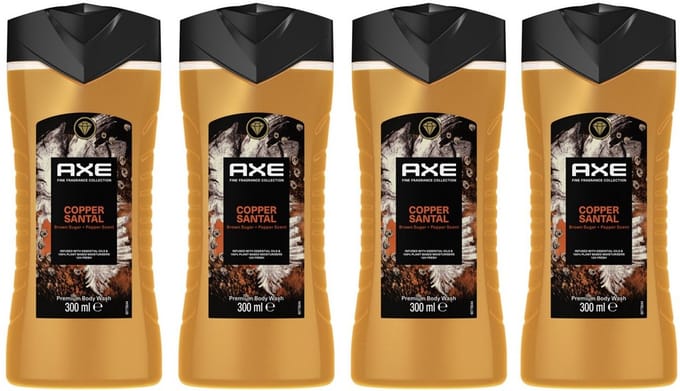 AXE Douchegel - Copper Santal - 4 x 300 ml - Voordeelverpakking