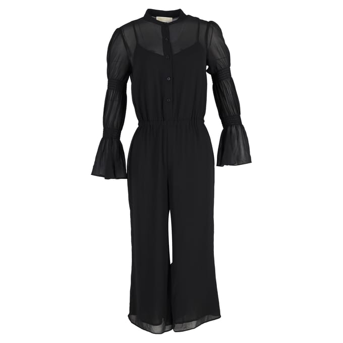 Michael Kors jumpsuit met geplooide mouwen in zwart polyester