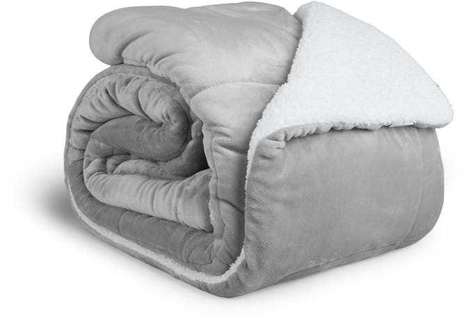 SleepMed Luxe sherpa deken - 2 Zijdig - Lichtgrijs - 200x200cm