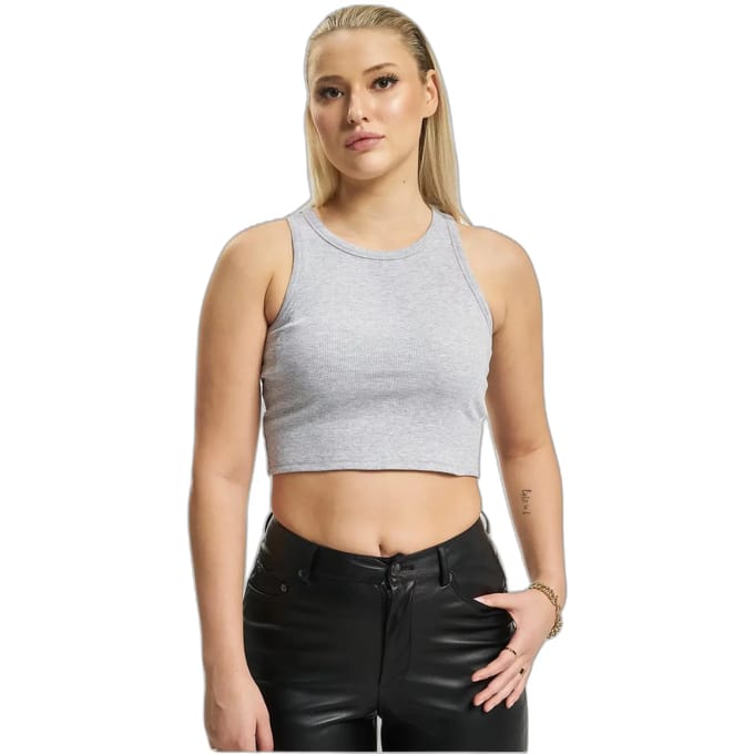 DEF - Inga Ribbed Crop top - L - Grijs