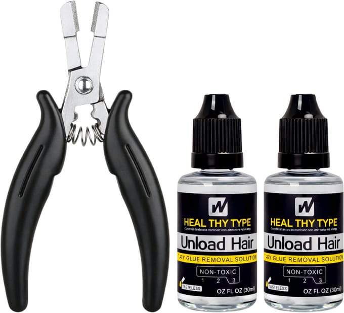 Walker Tape Unload Hair - Dry Glue Removal Solution - 2 stuks - 30ml - Met Microringen Tang - Haar Extensions