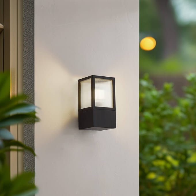 Lucande - Wandlamp buiten - 1licht - Metaal - H: 22.5 cm - E27 - zwart