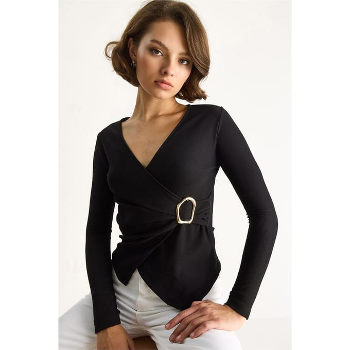 Dubbelzijdige Blouse met Accessoire Detail