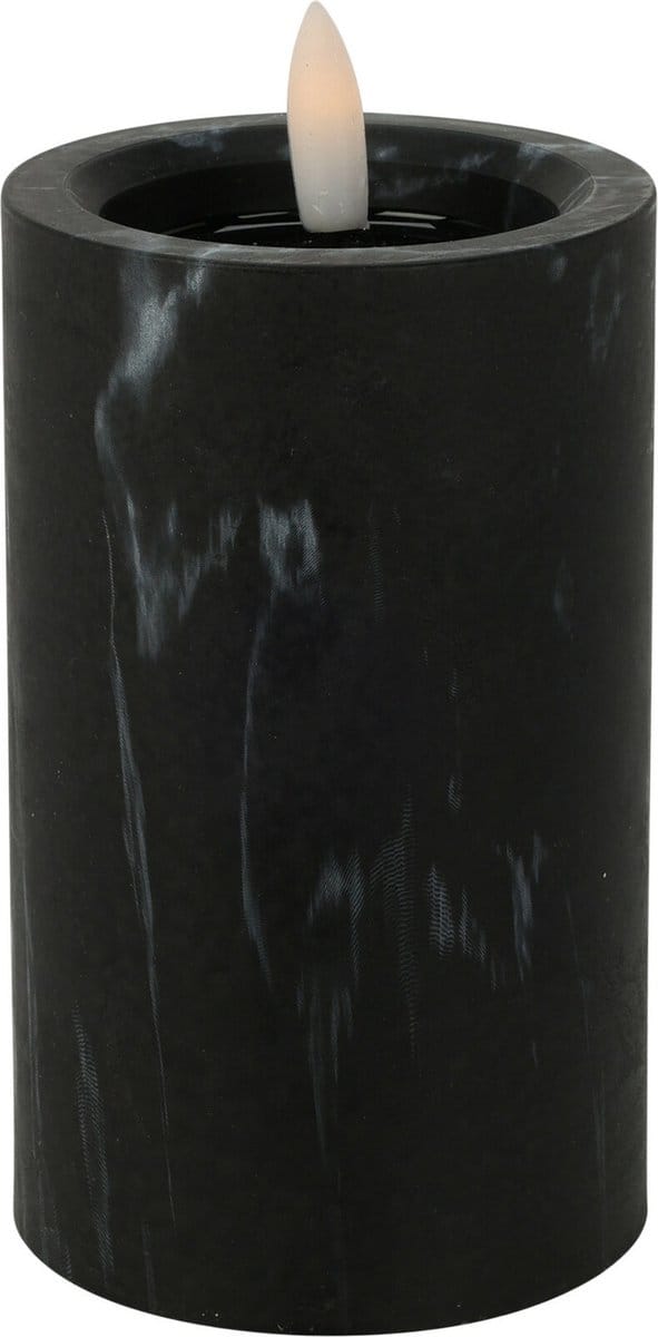 Home & Styling LED kaars -zwart marmer - D7,5 x H12,5 cm -met timer