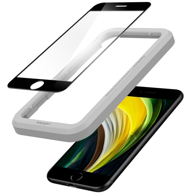 Spigen AlignMaster Full Cover Glass met Montage Frame voor Apple iPhone SE 2020/2022 - Zwart