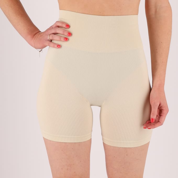 Korte legging dames - Ribbed- 2-Pack - Zand / L/XL