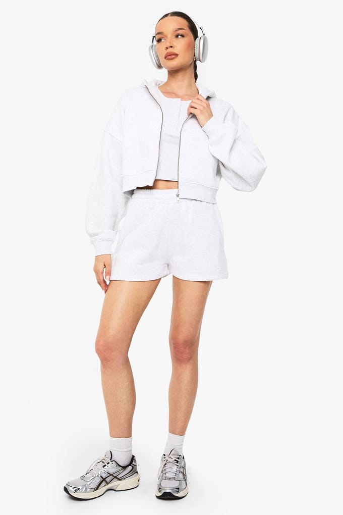 boohoo Dames Boxy Hoodie met Ballonmouwen Oversized met Ritssluiting | Asgrijs | Maat: XL