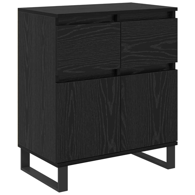 vidaXL Dressoir Zwart Eiken 60 x 35 x 70 cm Gemonteerd hout en ijzer