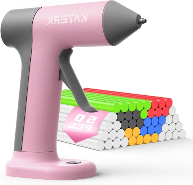 Lijmpistool - Hitte lijm - Hobby knutselen - Batterij aangedreven - 15 watt - Roze