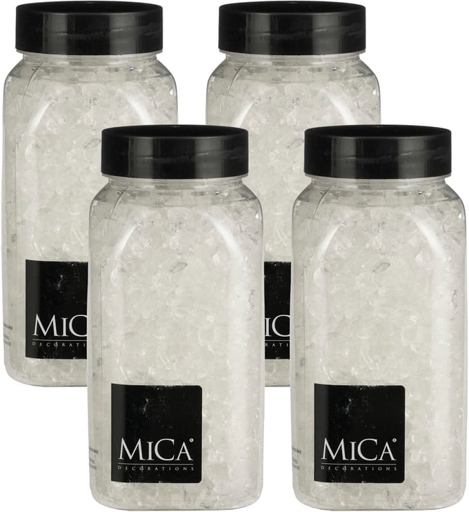 Mica Decorations decoratie steentjes / granulaat - 4x - 650 ml - 4-10 mm - transparant - siergrind