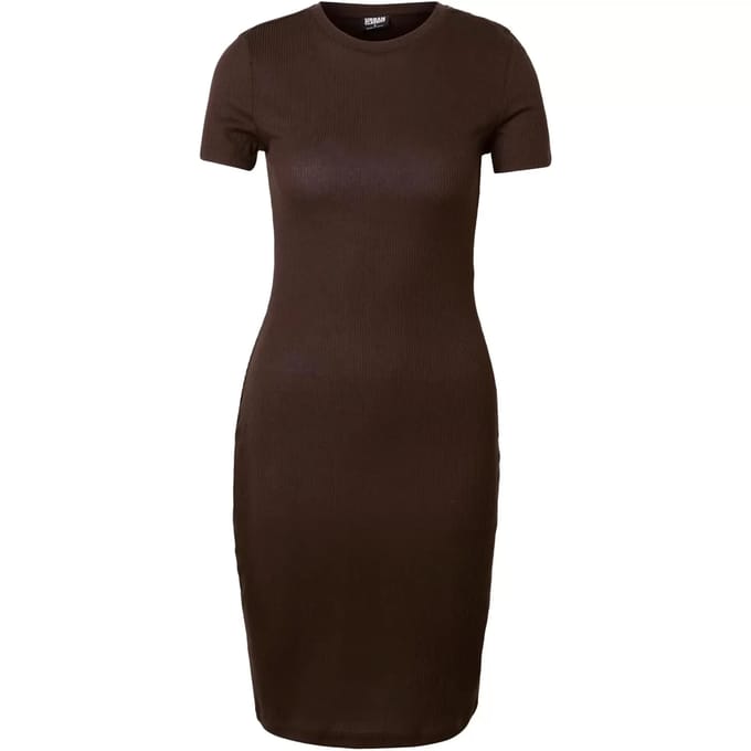 Urban Classics - Basic Slim Fit TShirt Dress Korte jurk - 4XL - Bruin