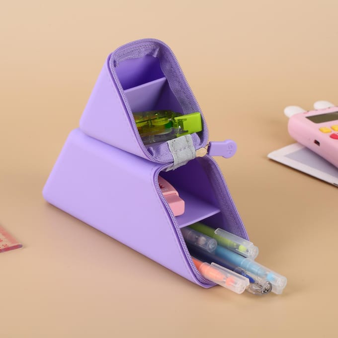 1 stuks Siliconen etui grote capaciteit student etui gradiënt rechthoekige kantoorartikelen organizer etui