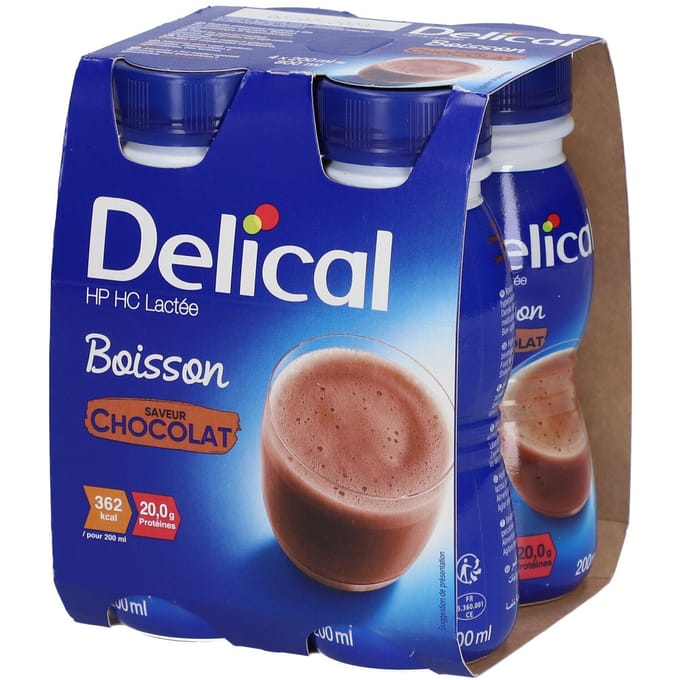 Delical Melkdrank HP-HC Chocolade 4x200 Vloeistof