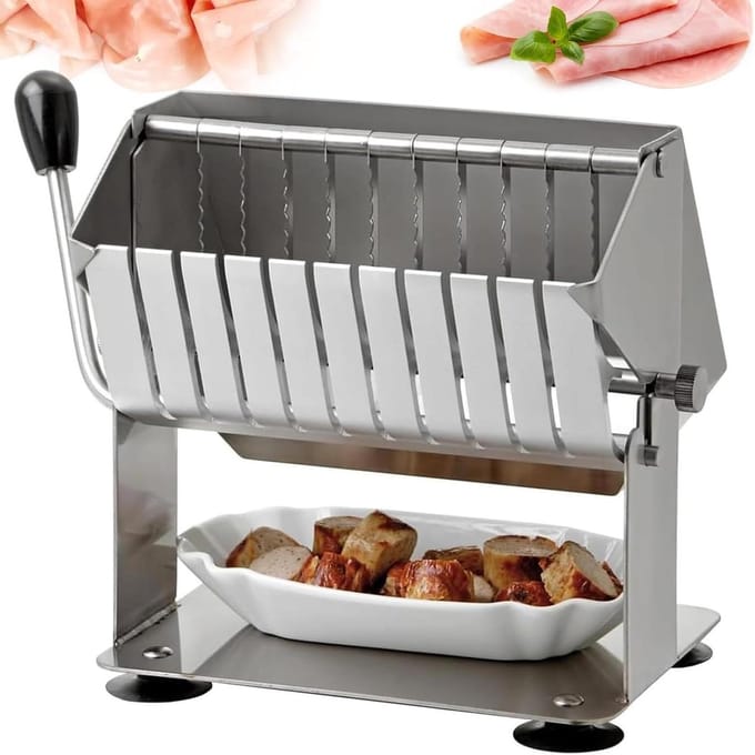 Vleessnijmachine - Worst snijder - Keuken Horeca - Instelbare dikte - 190 mm lengte - Zilver