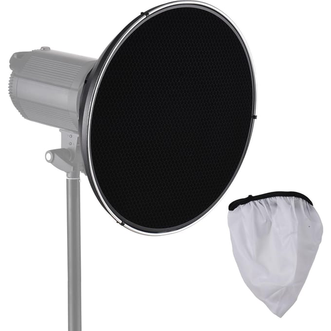 15,35 Inch Bowens Mount Beauty Dish Standaard Reflector Diffuser Lampenkap Schaal met 60 graden Honingraat zwart