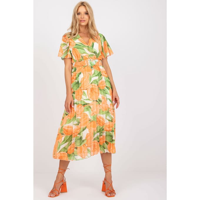 Sunset Citrus Wrap Dress - Orange / One Size