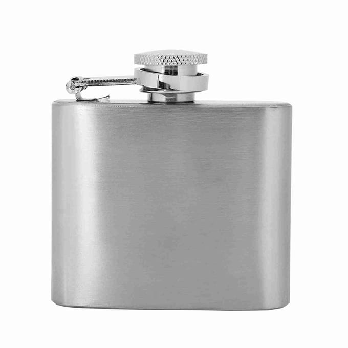 Draagbare Roestvrijstalen Wijn Whiskey Fles Elegante Alcoholfles Container met Trechter 2oz white