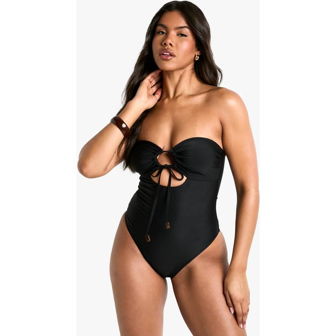 boohoo Dames Resin Trim Badpak | Black | Maat: 6