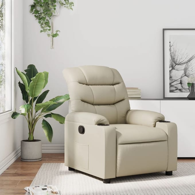 vidaXL - Fauteuil - verstelbaar - kunstleer - crèmekleurig