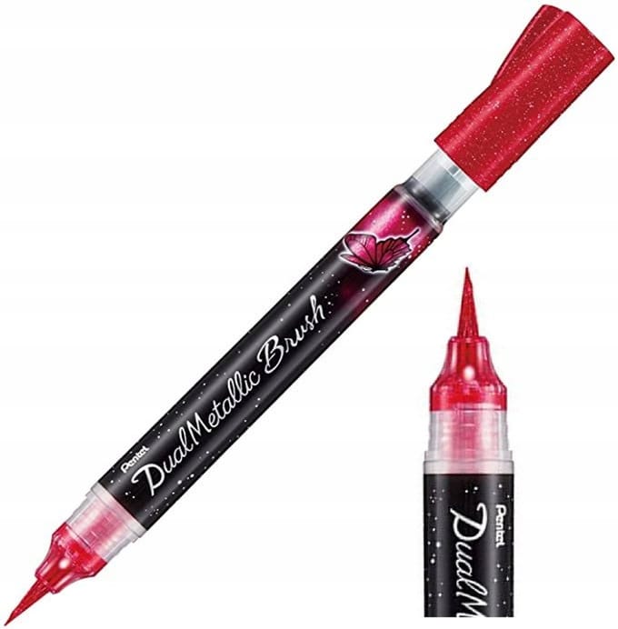 Pentel Brush Pen Dual Metallic Kalligrafie Marker - Roze