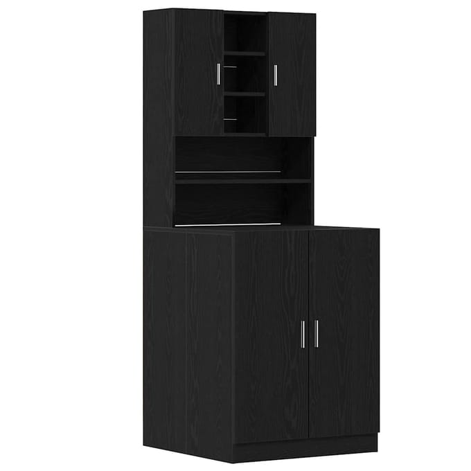 vidaXL - Wasmachinekast - 2 - st - Zwart - eiken - 70,5 - x - 71,5 - x - 181,5 - cm