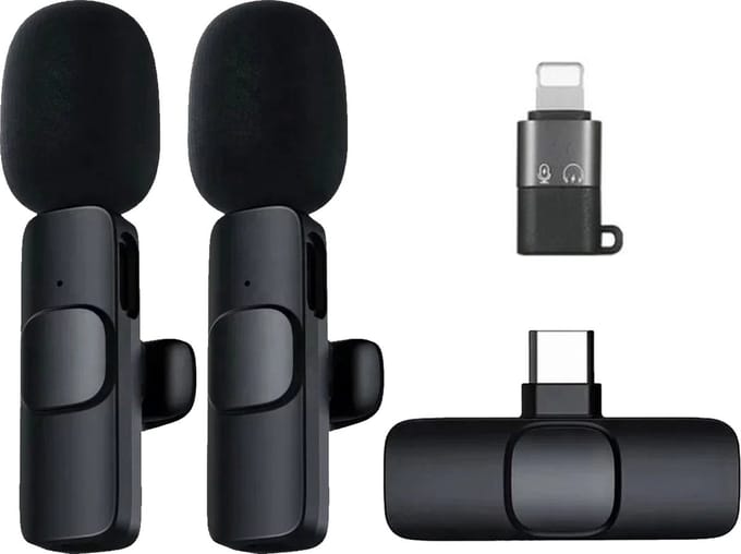 ThunderGold Draadloze Microfoon - 2 stuks - Microfoon Draadloos - Dasspeld Microfoon Draadloos - Microfoon Bluetooth - Lavalier Microfoon - USB-C & 8-pins ontvanger - Geschikt Voor Alle Telefoons