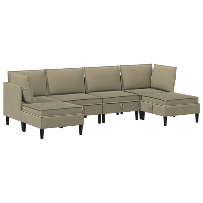 vidaXL Woonkamer Meubelset 6 st Kaki Stof