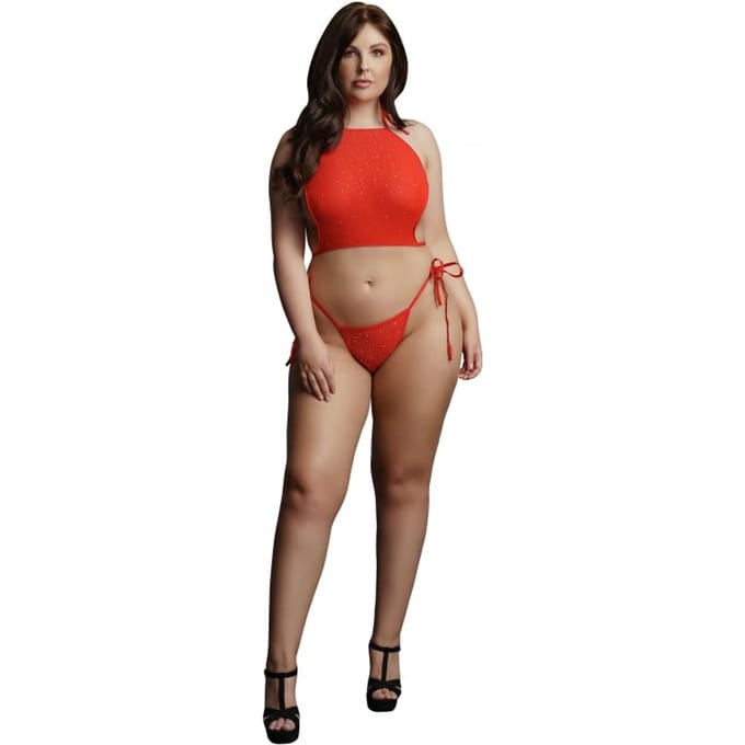 Shots - Le Désir Sexy Strass Top en String - Plus Size red Queen Size