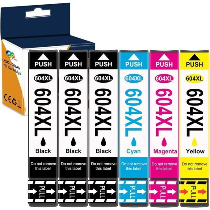 Cartouche d'Encre Compatible - OGOUGUAN - 604XL - Pack de 6 - Multicolore - Compatible Epson