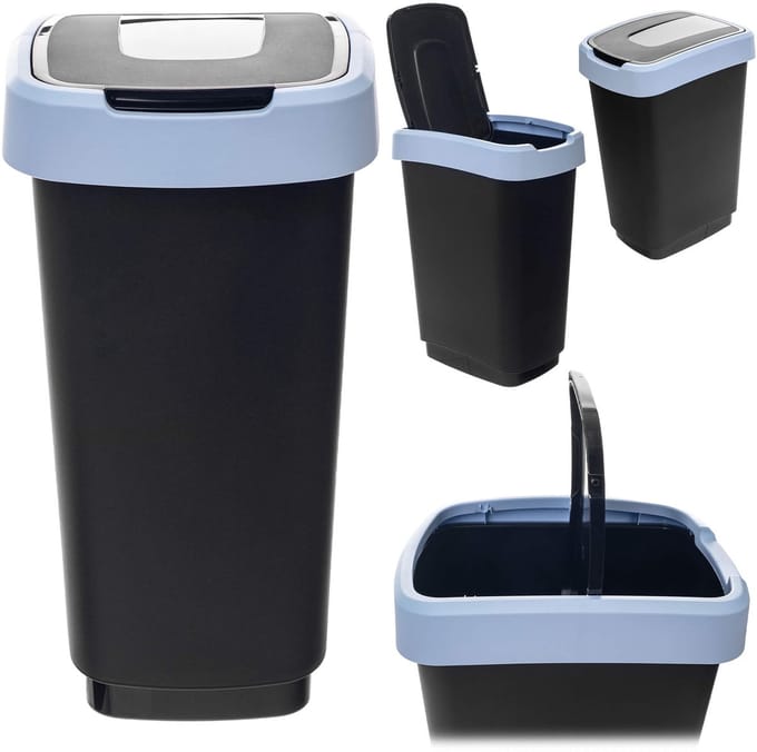 Morin 25L afvalbak met draaiklep, zwart en blauw